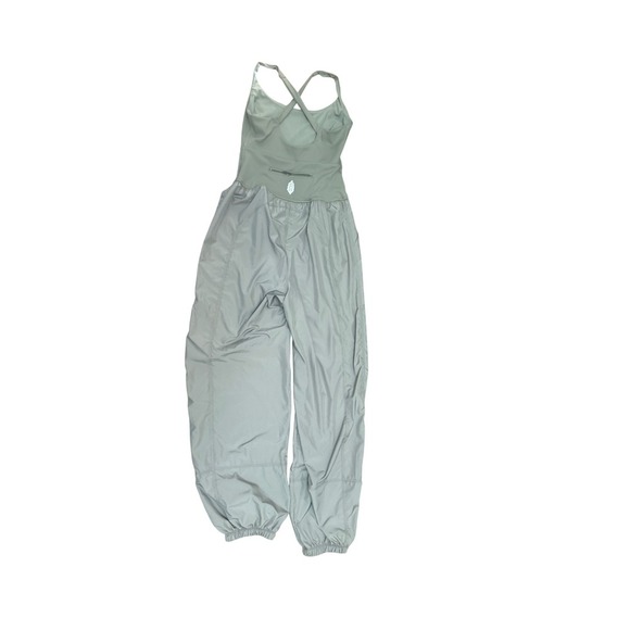 Free People Movement The Way Home Jumpsuit XS Sage Green Cutout Back Zip NWT - Picture 3 of 6